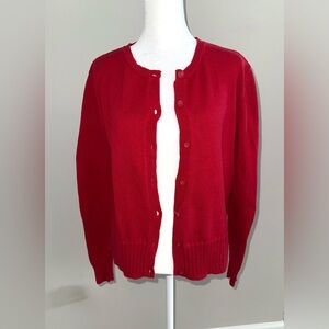 Liz Claiborne Red Knit Button Down Cardigan Sweater - Soft & Cozy